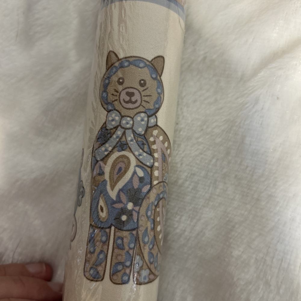 New Vintage 80's Wallpaper Border Kitty Cat Paisley 5 yds x 9" Blue Brown - Picture 5 of 6